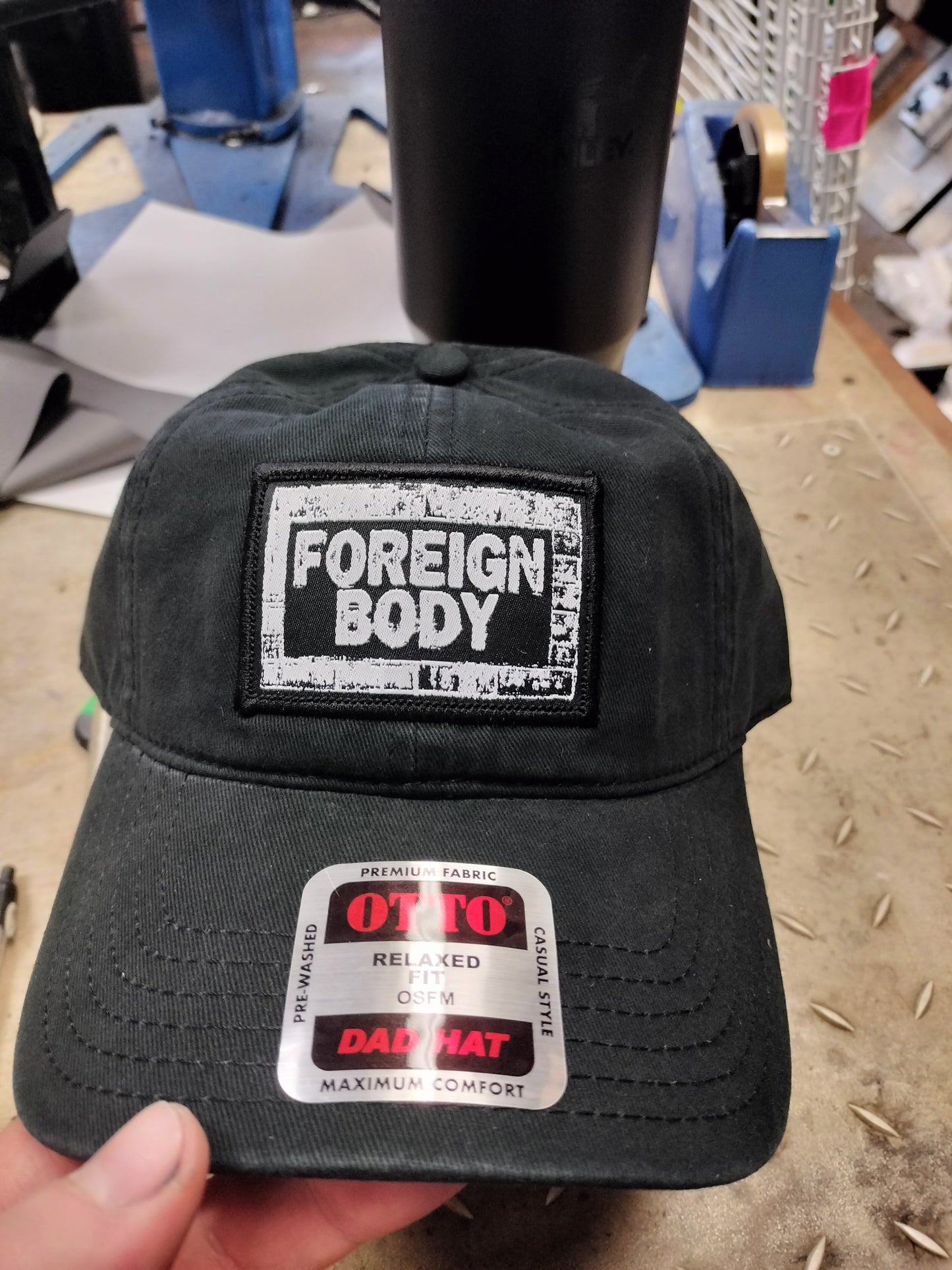 FOREIGN BODY - Embroidered Sewn on Patch Logo Dad Hat