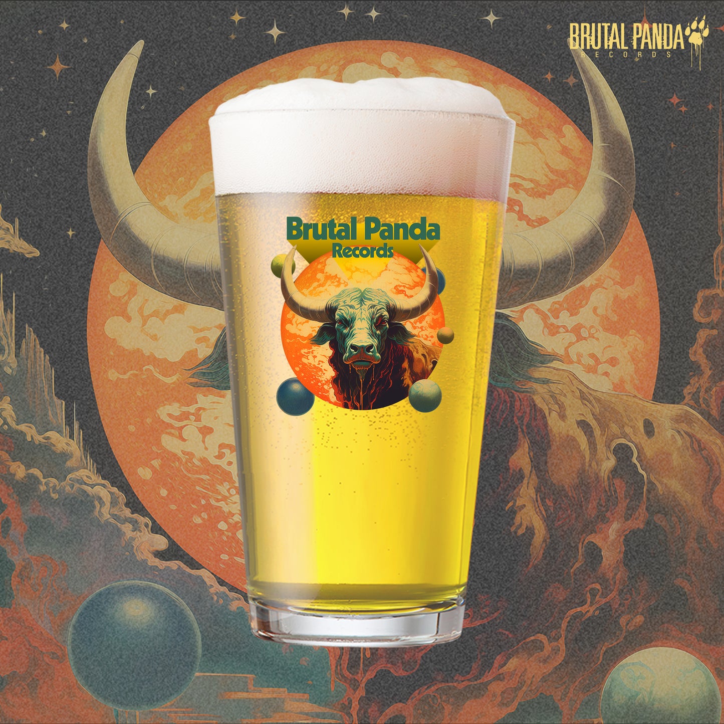 Brutal Panda Records - 15th Anniversary Cosmic Taurus Pint Glass